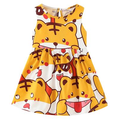 China Stylish Design Newborn Babies Dry Cleaning Dresses Infant Yellow Fox Dresses Summer Sleeveless Kids Clothes for sale