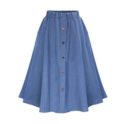 China New Breathable Summer Casual High Waist Skirts Plus Size Denim Slim Mid Length A Line Skirts for sale