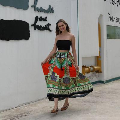 China Breathable hot selling European and American fashion swing skirt summer new elegant sexy skirt printing women for sale