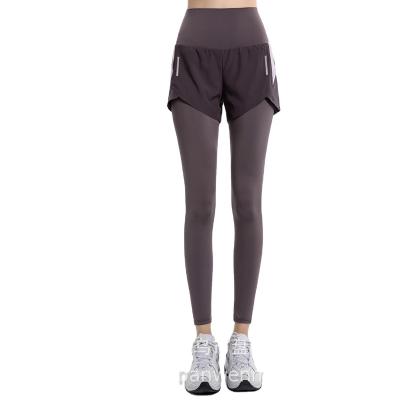 China 2022 Newest Manufacturers Summer Breathable Custom Dance Sports Fitness Sports Yoga Mesh Two Pants Workout Clothes For Women for sale