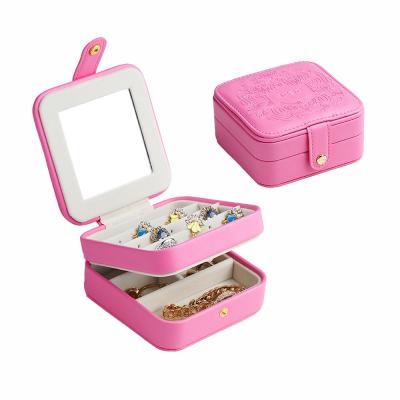 China Detachable Partitions Portable Travel Jewelry Case , Two Layer Jewelry Box 11.5*11.5*5.7cm for sale