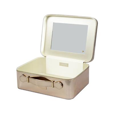 China Mirrored Gold ISO9001 Approval Makeup Vanity Box With Top Handle for sale