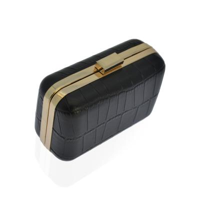 China Comfortable Touch Elegant Black Evening Bag Crocodile Pattern PU Leather for sale