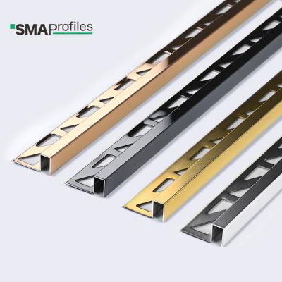 China Modern SMA Tile Border Wall Decoration Trim Brushed Stainless Steel Floor Joint Panels for sale