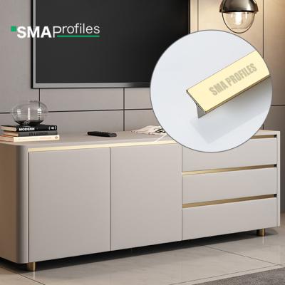 China SMA Modern Wall Strips T Shape Tile Edge Gold Stainless Steel T Bar Trim Metal Inlay Strips Furniture SMA Gold for sale