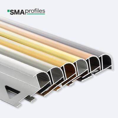 China Modern SMA Tile Accessories Decorative Wall Strips Round Tile Ceramic Metal Aluminum Trim Fitted Etc. silver customized 7-25 days 5 years for sale