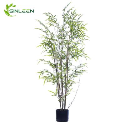 China Plant Indoor Decorative Outdoor Plastic Tree Leaf Decoration Artificial Bamboo With Real Pole for sale