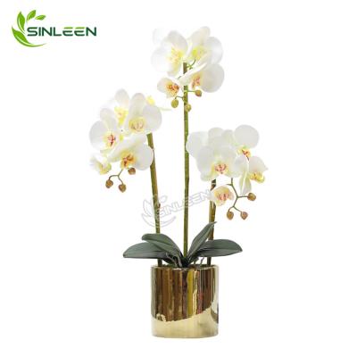 China Home Decor Artificial Latex Flower With Pot Wholesale Phalaenopsi Butterfly Orchid for sale