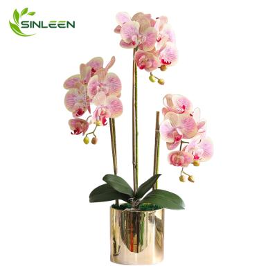 China Indoor High Quality Artificial Flower Pot Decoration Real Touch Butterfly Orchid Plant for sale