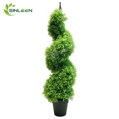 China Indoor Choice Artificial Boxwood Spiral Plant Buxus Grass Amazon Decoration Topiary Tree for sale