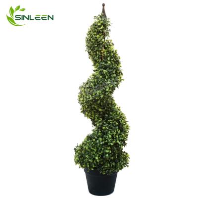 China Indoor Decoration Made In China Factory Wholesale Artificial Boxwood Spiral Grass Topiary Tree for sale