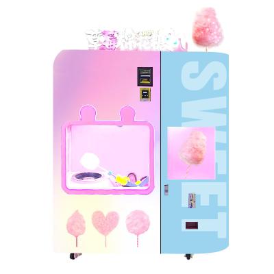 China Máquina de venda automática de algodão-doce de açúcar elétrico rosa Snack Floss Venda automática de doces à venda