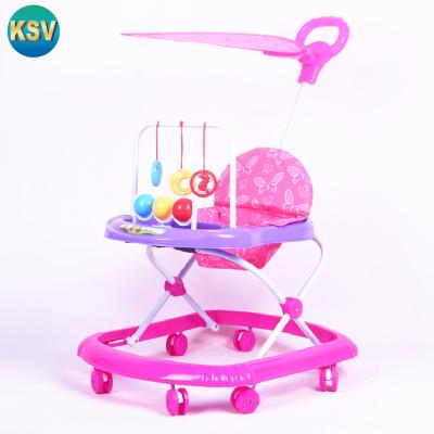 China detachable push handle & 360Â ° Rotated Solid Plastic Canopy Online Shopping Trolley Form Foldable Sit And Walk Children Baby Walker for sale