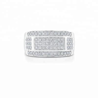 China Classic Classic Diamond Cluster 10K White Gold Ring For Men for sale