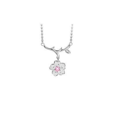 China CLASSIC romantic Sakura Flower Necklace in 925 Sterling Silver for ladies for sale