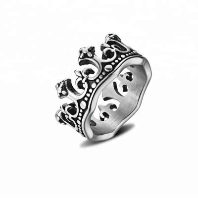 China Newest Stainless Steel Vintage Design King Crown Ring For Men for sale