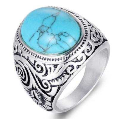 China Hot Sale Vintage Stainless Steel Gemstone Rings For Men for sale