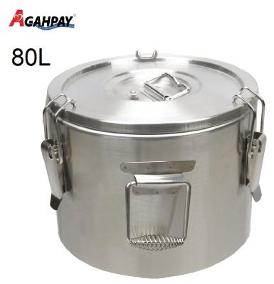 China Strong sealing with black strong sealing silica gel bottom 80L stainless steel barrel with stainless steel lid (not black silica gel bottom) for sale