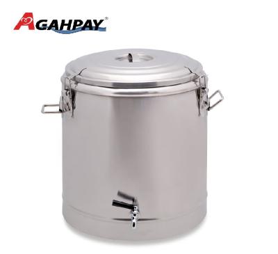 China High Thermal Efficiency Non-Electric Barrel Pot With Faucet 12L-110L Stainless Steel Heat Preservation Barrel Pot With Faucet Body Double Thickness And Foam Inside Bottom for sale