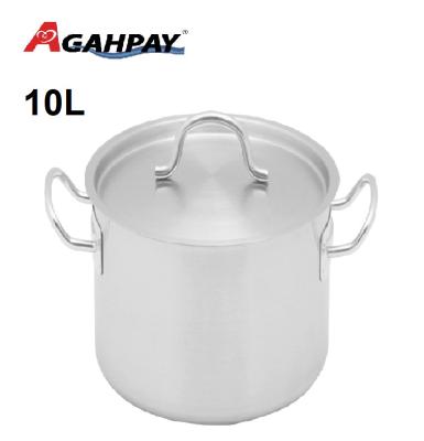 China Sustainable 10L Tall Sauce Pot Body Stainless Steel With Composite Bottom (Double Ears) And Lid for sale