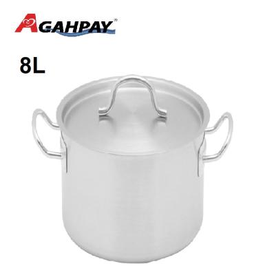 China 8L Sustainable Sauce Pot With Lid Tall Body Stainless Steel With Composite Bottom (Double Ears) for sale