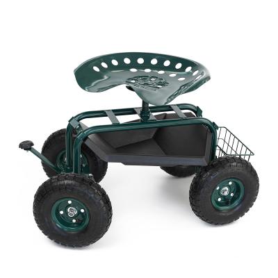 China Steel Rolling Garden Cart Easy Movable Four Wheel Work Seat with 360 Degree Rotating Easy Gap and Adjustable Height for sale