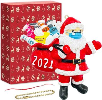 China Ornament 2021, Cute Handmade Resin Bocksane Christmas Figurines Santa Claus Ornament Luxury Gift Wrap for Tree Decoration, Thanksgiving for sale