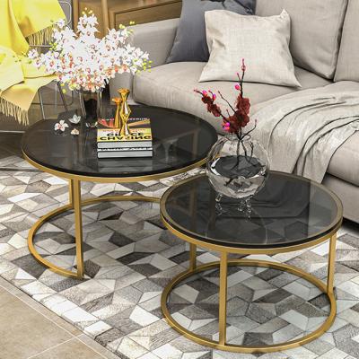 China Factory Manufacture Nesting Tea Table Gold Marble Extendable Table With Gold Legs Modern Gold Metal Marble Nesting for sale