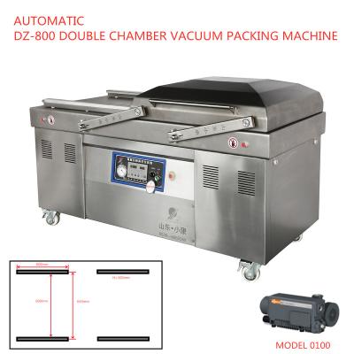 China Food CE DZ-800 Double Chamber Vacuum Packaging Machines For Sauerkraut, Meat, Fish Food Plastic Auto Gas Rinse Available for sale