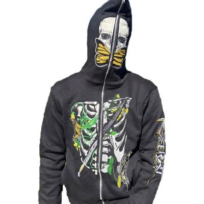 China Anti-wrinkle USA High Street Style Men Hoodie OEM Service Full Face Zip Up Hoodies Streetwear Cotton Hoodies for sale