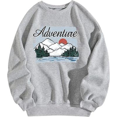 China Anti-wrinkle 2023 Autumn Loose Mens Sweatshirts Grey Puff Printing Sweatshirt Men Crewneck Sweatshirt Embroidery for sale