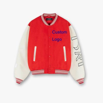 China QUICK DRY Wholesale Customization Varsity Jacket Men Burnt Red Embroidered Motifs Custom Varsity Jacket for sale