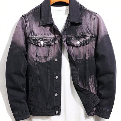 China QUICK DRY New Arrival Plain Jacket Gradient  Men Denim Jacket Custom Color Logo Single-breasted Jean Jacket for sale