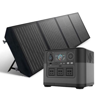 China Outdoor Portable Solar Power Station Holiday Camping Wireless Charging and BBQ Energy Storage Power Supply Power Bank with Solar Panel for sale