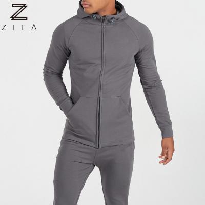 China Breathable Bodybuilding Zipper Tracksuit Logo Sports Hoodie For Men Custom Polyester Technology Fleece Fitness Gym for sale