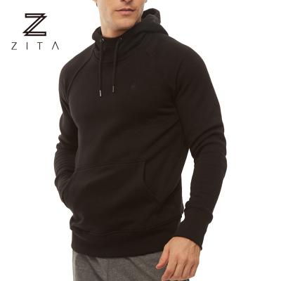 China Breathable Unisex Drawstring Fitness Men's Black Pullover Custom Hoodie for sale