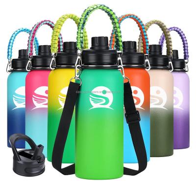 China Black Logo Vacuum Insulated Sport Thermos Custom Stainless Steel Water Bottle 12/18/21/24/32/40/Oz PORTABLE for sale