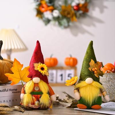 China Hot Selling Autumn Season Home Decor Harvest Season Plush Gnome with Maple Leaf and Sunflower Fall Plush Gnome Decoration for sale