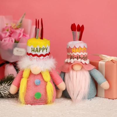 China 2022 hot sale window decoration birthday gnome ornament Rudolph Creative faceless birthday gift cake hat dwarf gnome for sale