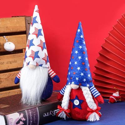 China 4th of July Gnome Fourth of July Independence Day Dwarf American Flag Ornaments Plush Gnome with Outdoor Hat Gnomes for sale