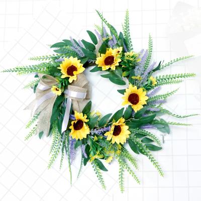 China American Wedding Artificial Silk Flower Garland Door Hanging Sunflower Wreath for sale