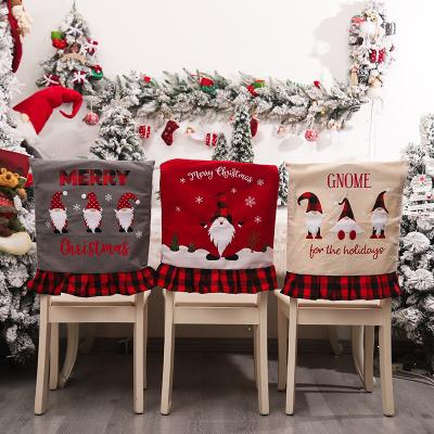 China Novelty Christmas Decorating Supplies Chair Cloth Plaid Faceless Back Cover Machine Embroidery Old Man Chair Cloth Cover for sale