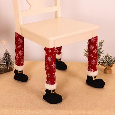 China Novelty Christmas Ornaments New Red Snowflake Fabric Santa Black Belt Table Chair Cover for sale