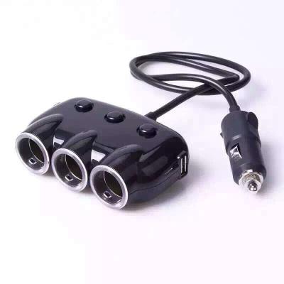 China Cargador de coche 5V 3A con encendedor de cigarrillos 3 en 1 con conector USB en venta