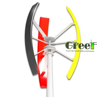 China Aluminum body+copper wire+Nd-Fe-B 3kw shaft spiral vertical wind turbine, small off-grid windmill turbine for home use for sale