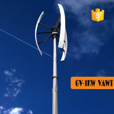 China Aluminum vertical body+copper wire+Nd-Fe-B VAWT 2KW shaft wind turbine price solar power system house for sale