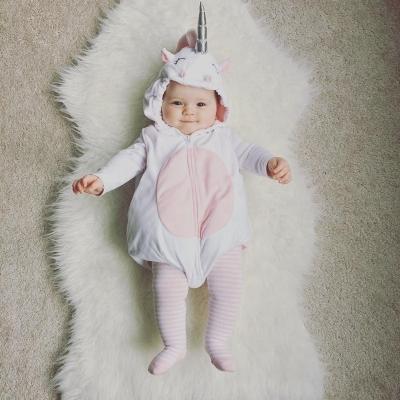 China Newborn Overalls Jumper Outfits Unicorn Baby Girls Fleece Romper Comfotable Toddler Costume for sale