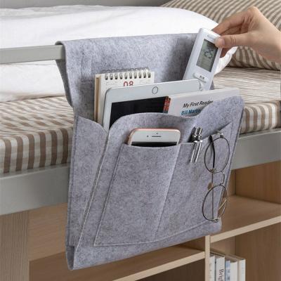 China Casual Felt Anti-Slip Pockets Bedside Storage Organizer Sofa Side Pouch Hanging Couch Bedside Storage Bag Bedside Holder for sale