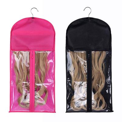 China Portable Durable 2 Pack Wig Hair Extension Storage Bag With Hanger Wigs Storage Rack Wigs Carrier Case For Store for sale