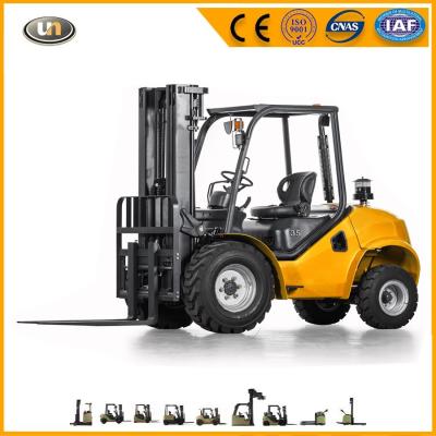 China 3.5 ton 2WD rough terrain forklift for sale, 3500kg diesel forklift for sale